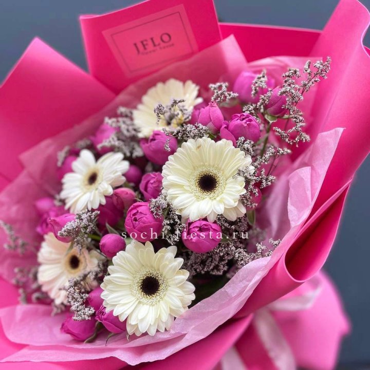 Букет гербер и мисти бабблс  в Набережных Челнах