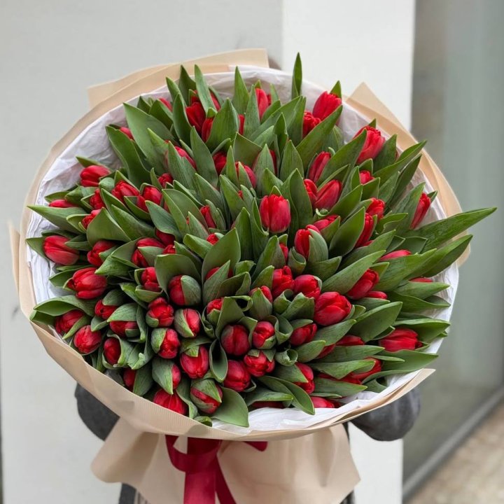 101 красный тюльпан в Набережных Челнах