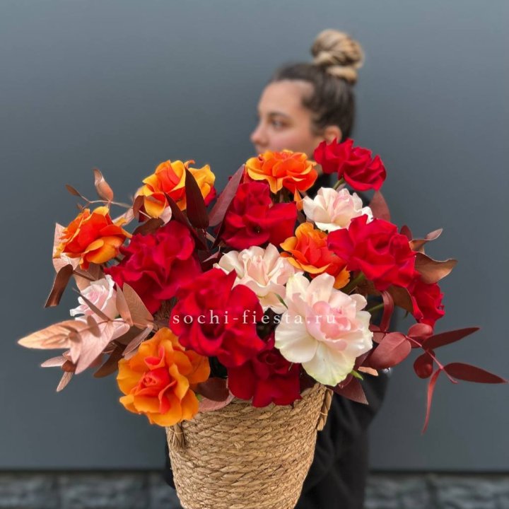 Авторский бокс "Роксана" в джутовом кашпо в Набережных Челнах