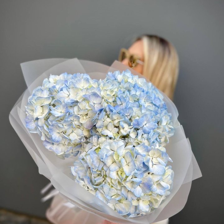 Букет из 3 голубых гортензий  в Набережных Челнах