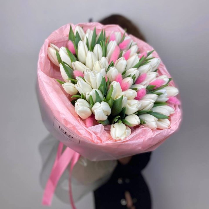 51 белый тюльпан "Рози" в Набережных Челнах