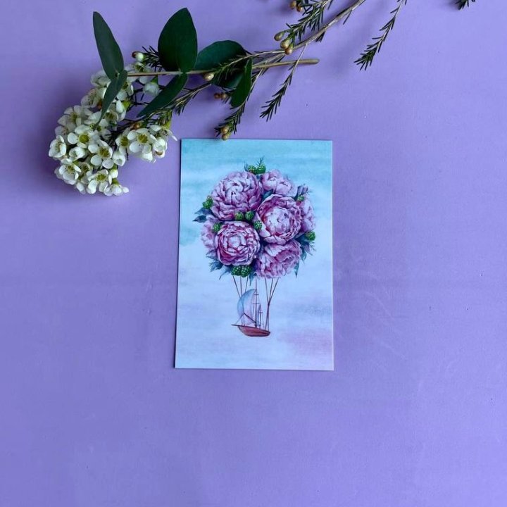 Открытка к букету "Пион" в Набережных Челнах