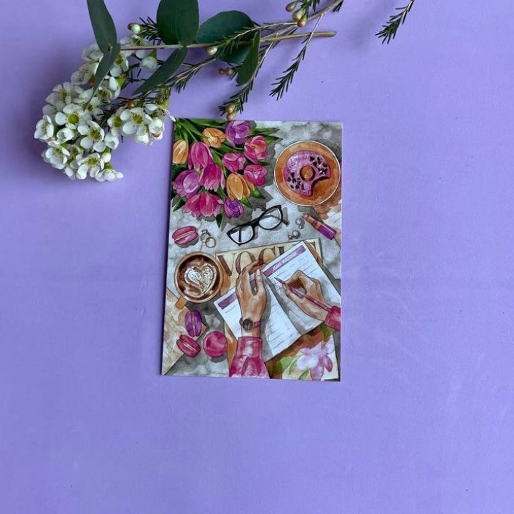 Открытка к букету "Леди на работе" в Набережных Челнах