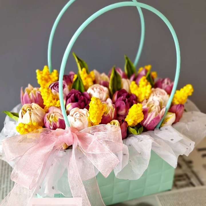 Тюльпаны в сумочке из зефира в Набережных Челнах