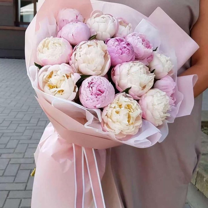 Букет пионов "Маршмелоу" в Набережных Челнах