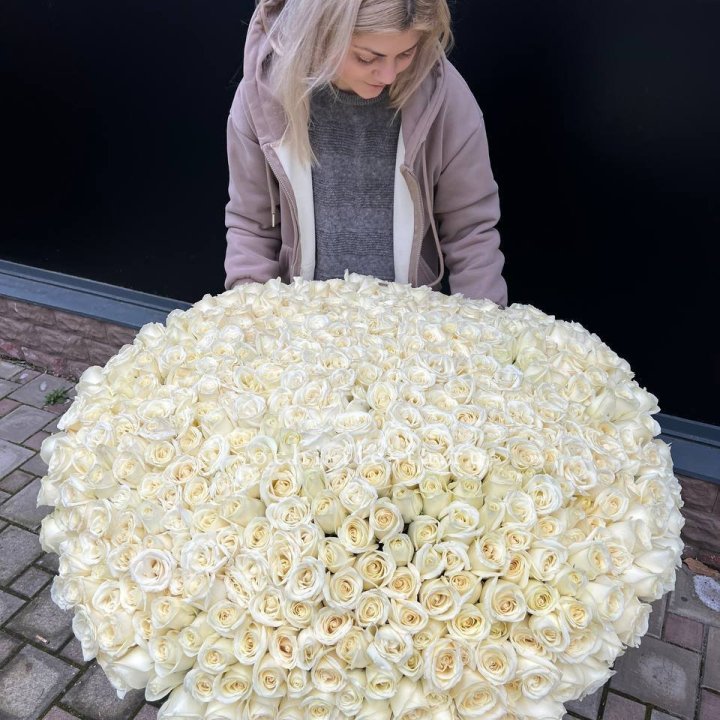 501 белая роза в корзине в Набережных Челнах